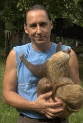 David with rescued orphaned sloths
